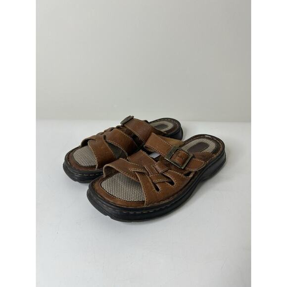 Vintage Born Sandals Womens 8 Y2K Brown Leather Buckle Slip On Comfort Shoe - Picture 1 of 8